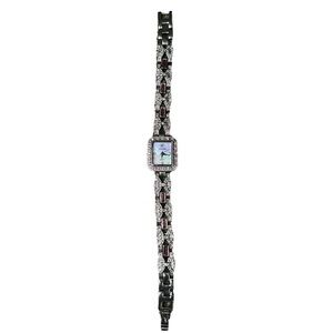 Vintage Gruen Women’s Pink Rhinestone Bracelet Watch Art Deco Quartz